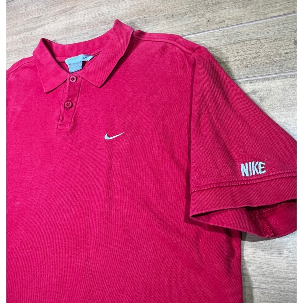 Nike Men's Red Short Sleeve Embroidered Logo Polo Shirt Size Large